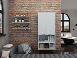 Manhattan Comfort Hampton Off White and Maple Cream 6-Shelf Office Cabinet