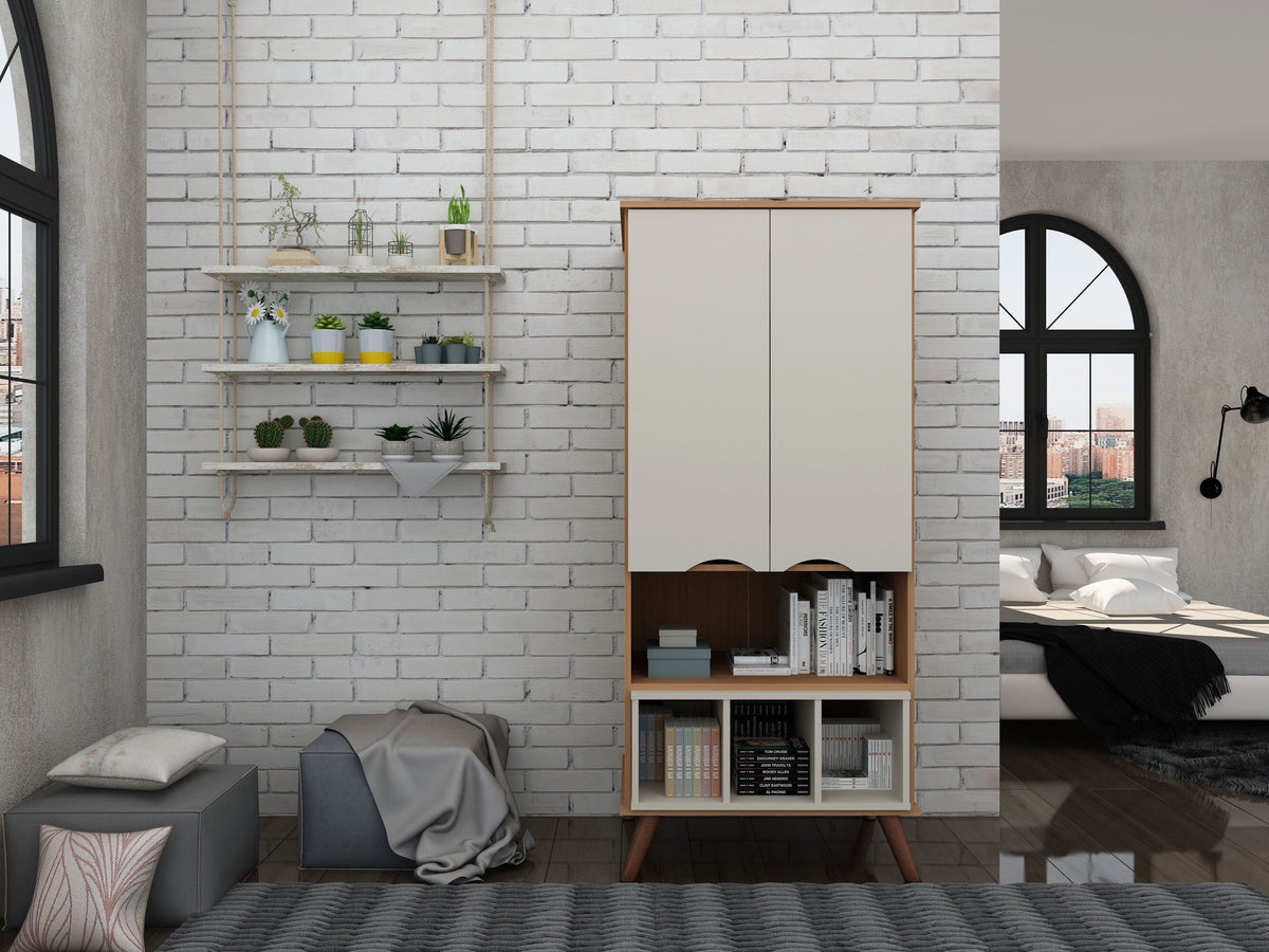 Manhattan Comfort Hampton Maple Cream 6-Shelf Office Cabinet