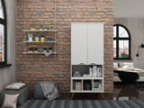 Manhattan Comfort Hampton Off White 6-Shelf Office Cabinet