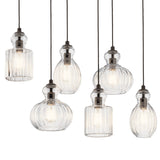 Kichler Riviera 6-Light Olde Bronze Transitional Ribbed Glass Large Hanging Multi-light