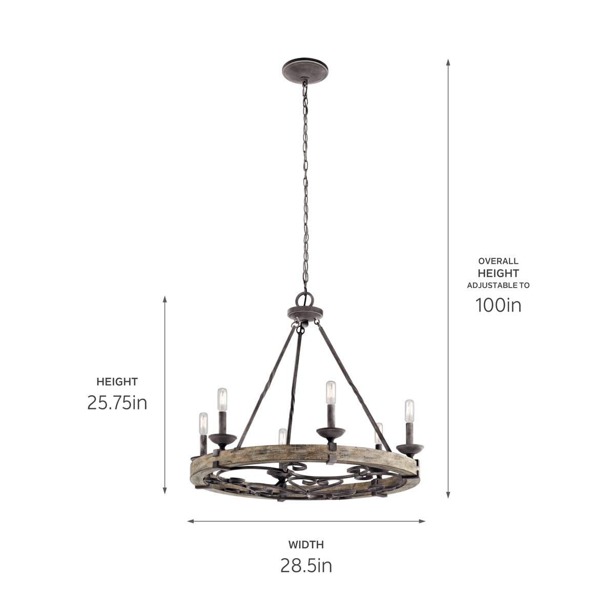 Kichler Taulbee 6-Light Gray Traditional Chandelier