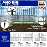 YARDLINK Black Steel Decorative Metal Decorative Fence Panel