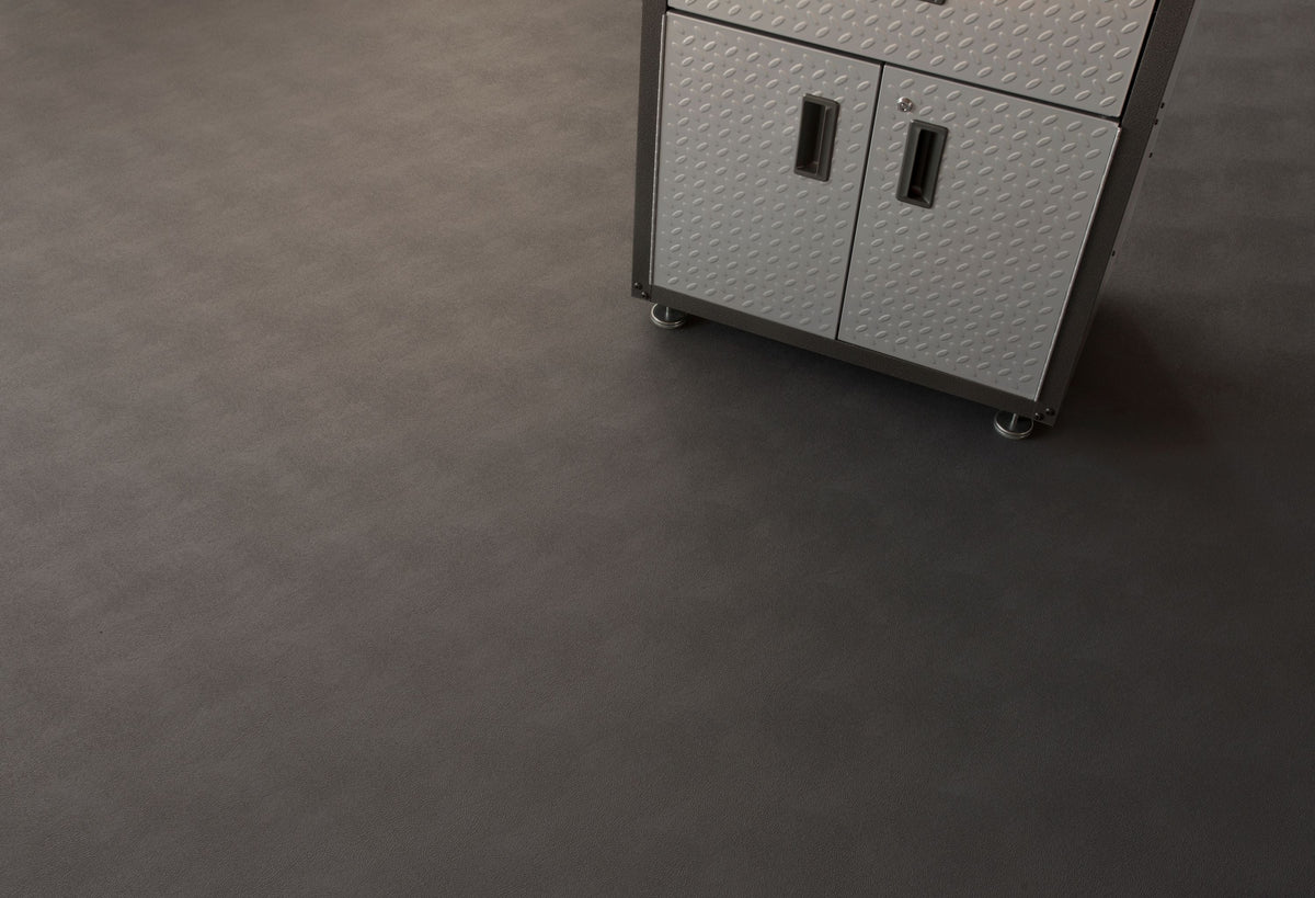 G-Floor Levant 5-ft x 10-ft Slate Grey Leather-Look PVC Garage Floor Roll, 55 mil