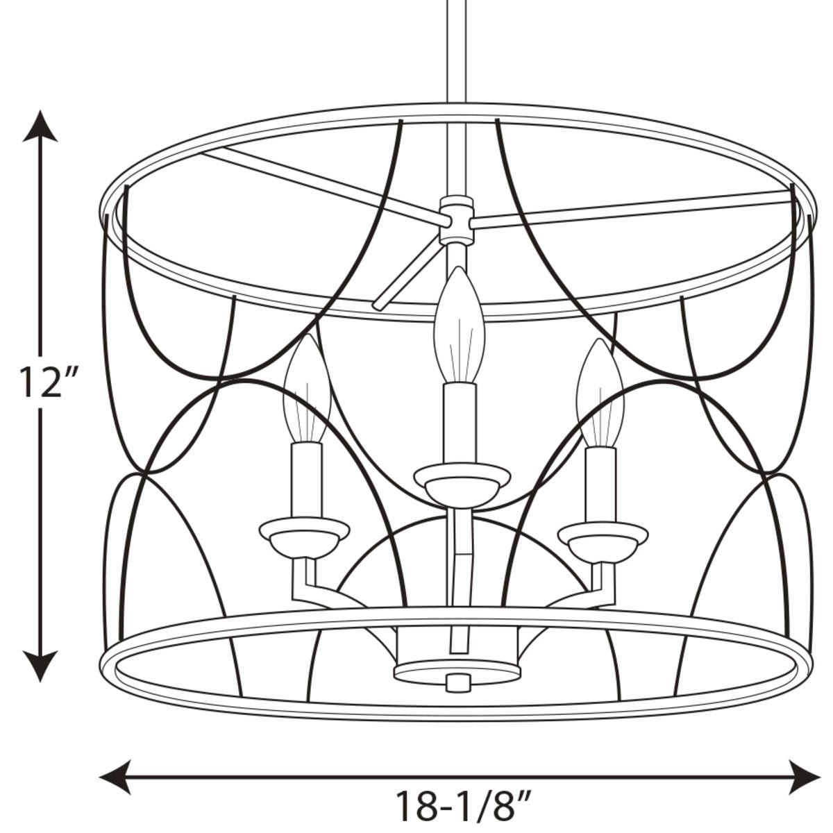 Progress Lighting Landree 3-Light Matte Black Traditional Chandelier