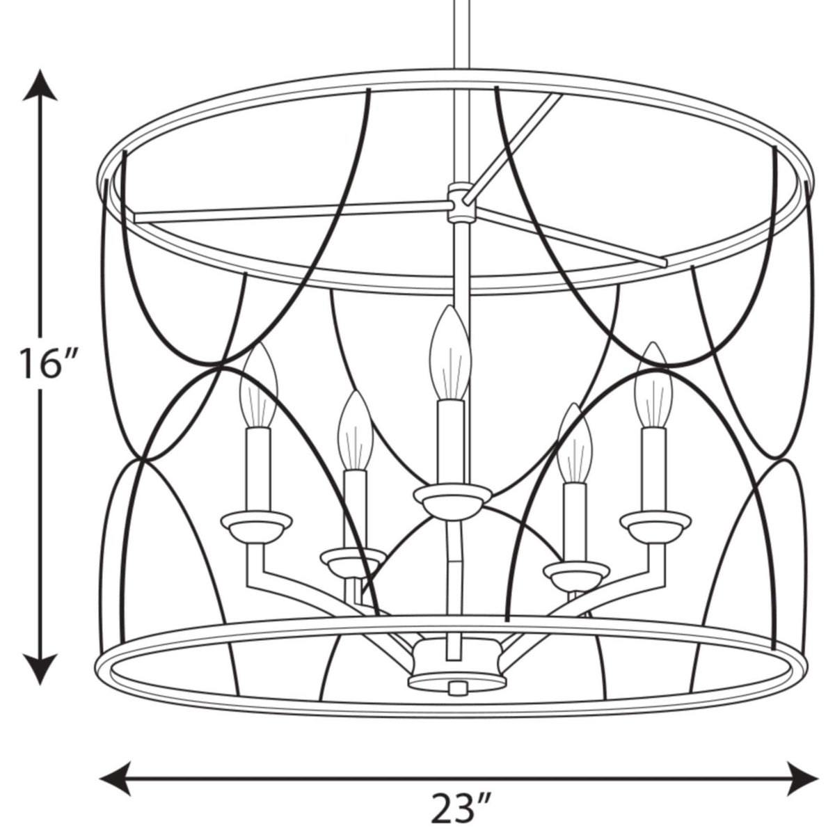 Progress Lighting Landree 5-Light Matte Black Traditional Chandelier