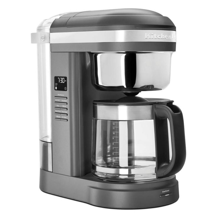 12-Cup Drip Grey Coffee Maker with Spiral Showerhead Matte Charcoal