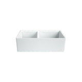 Delux Fireclay 33 in. Double Bowl Farmhouse Kitchen Sink with Workstation