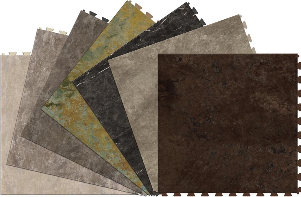 Perfection Floor Tile Stonecraft Collection Sedona Slate/Satin 20-in x 20-in Water-Resistant Interlocking Luxury Vinyl Flooring, 16.7-sq ft Carton