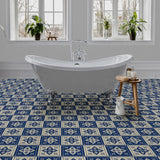 Perfection Floor Tile Geo Collection Blue Lotus/Satin 20-in x 20-in Water-Resistant Interlocking Luxury Vinyl Tile Flooring, 16.7-sq ft Carton