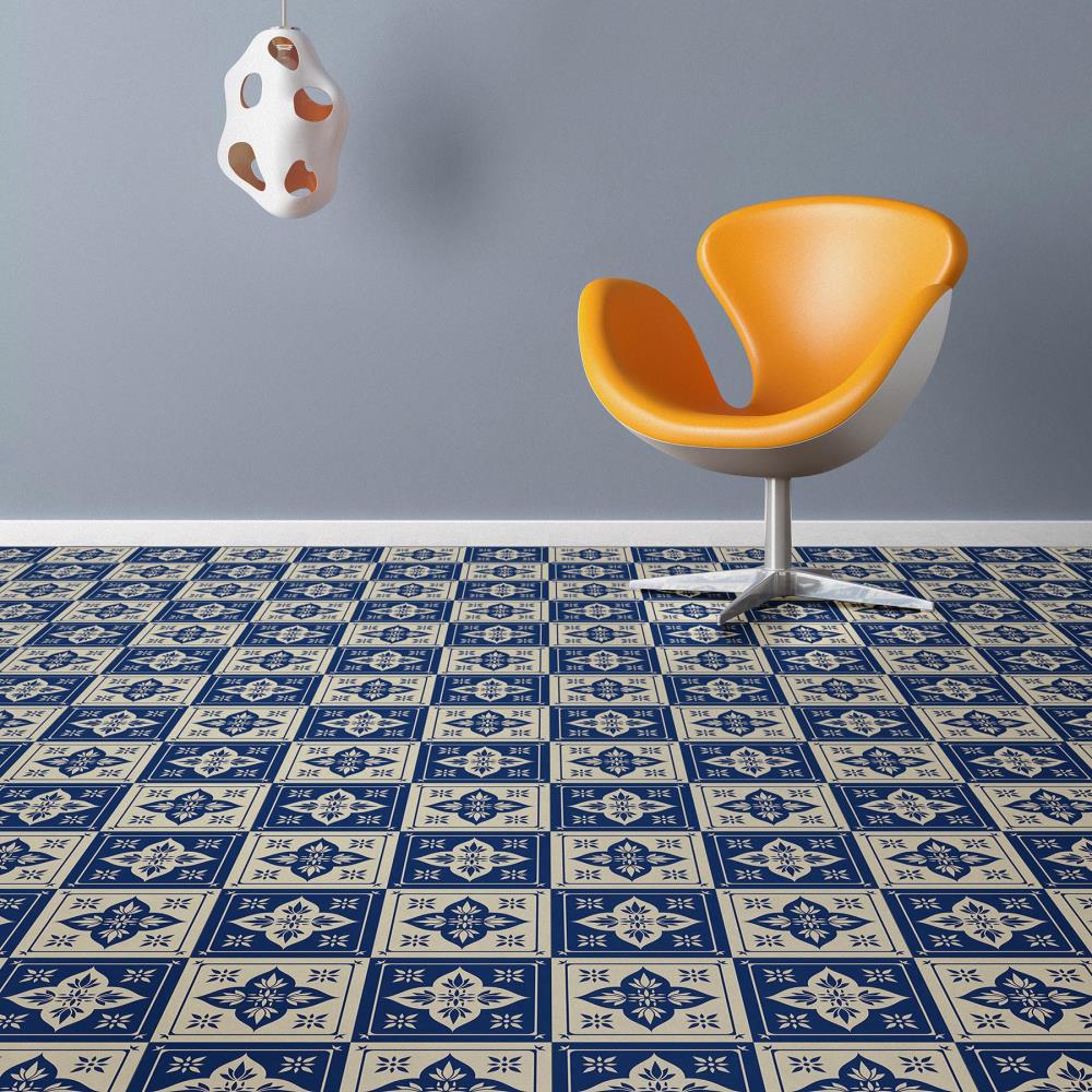 Perfection Floor Tile Geo Collection Blue Lotus/Satin 20-in x 20-in Water-Resistant Interlocking Luxury Vinyl Tile Flooring, 16.7-sq ft Carton