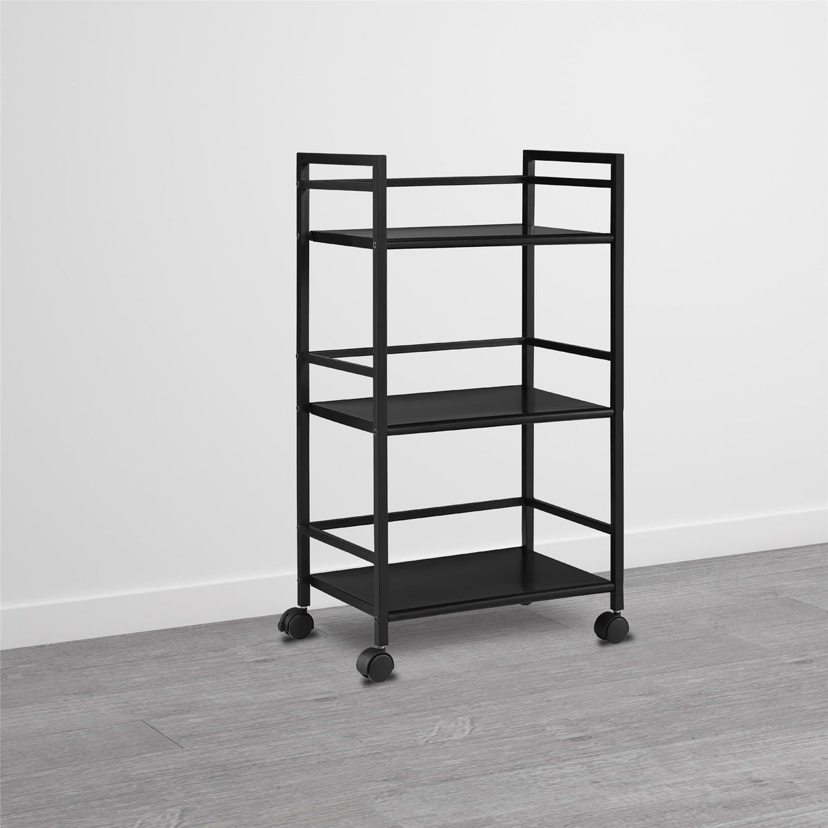 Ameriwood Home Black Composite Base with Composite Top Rolling Kitchen Cart (16.85-in x 11.4-in x 29.9-in)