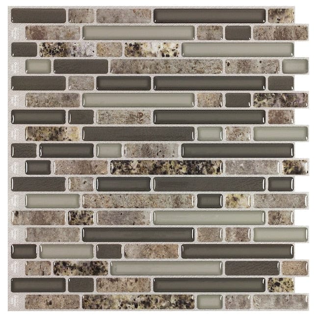 Peel&Stick Mosaics Chesterfield Beige 10-in x 10-in Glossy Composite Linear Stone Look Peel and Stick Wall Tile (0.652-sq. ft/ Piece)