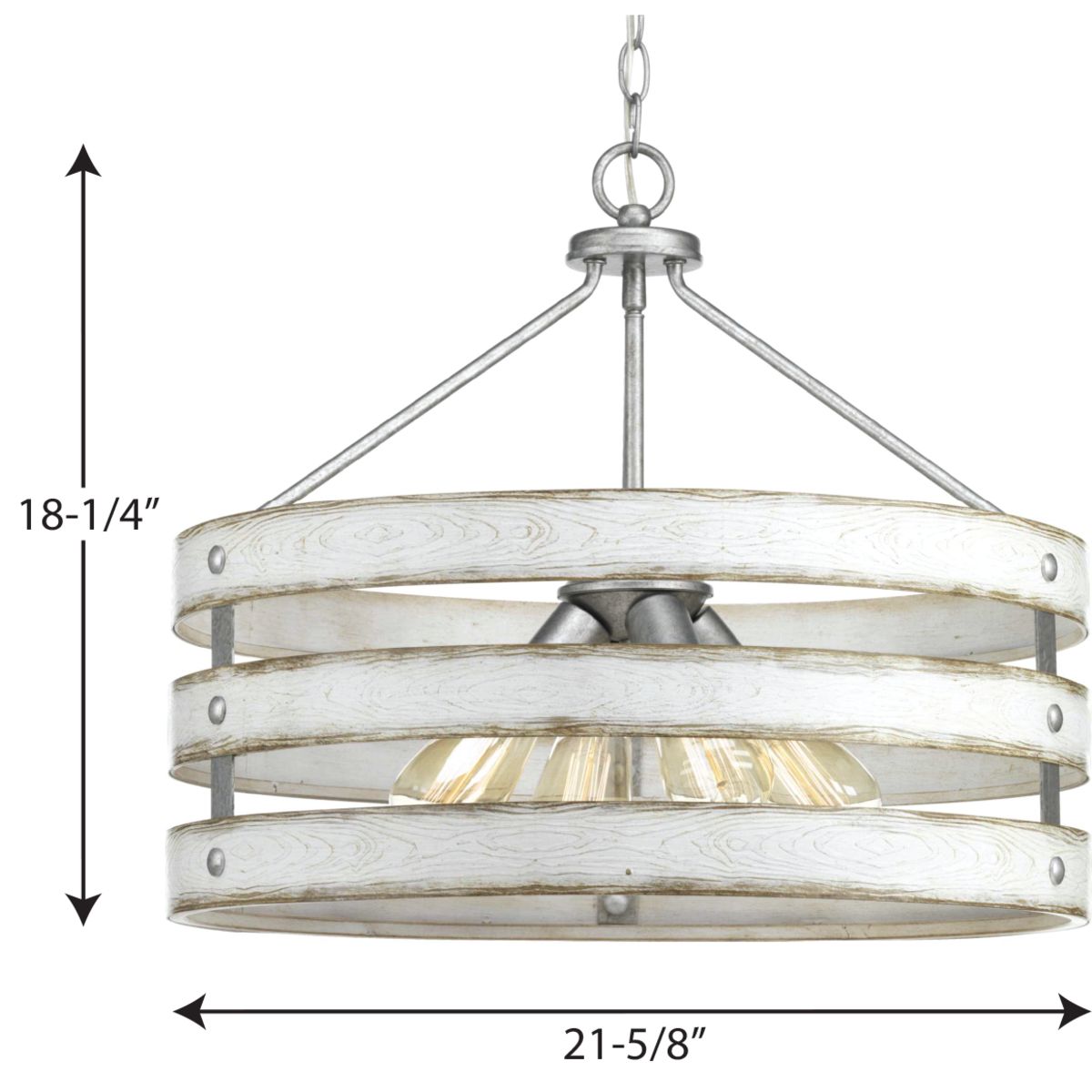 Progress Lighting Gulliver 4-Light Galvanized Farmhouse Drum Medium Hanging Pendant Light
