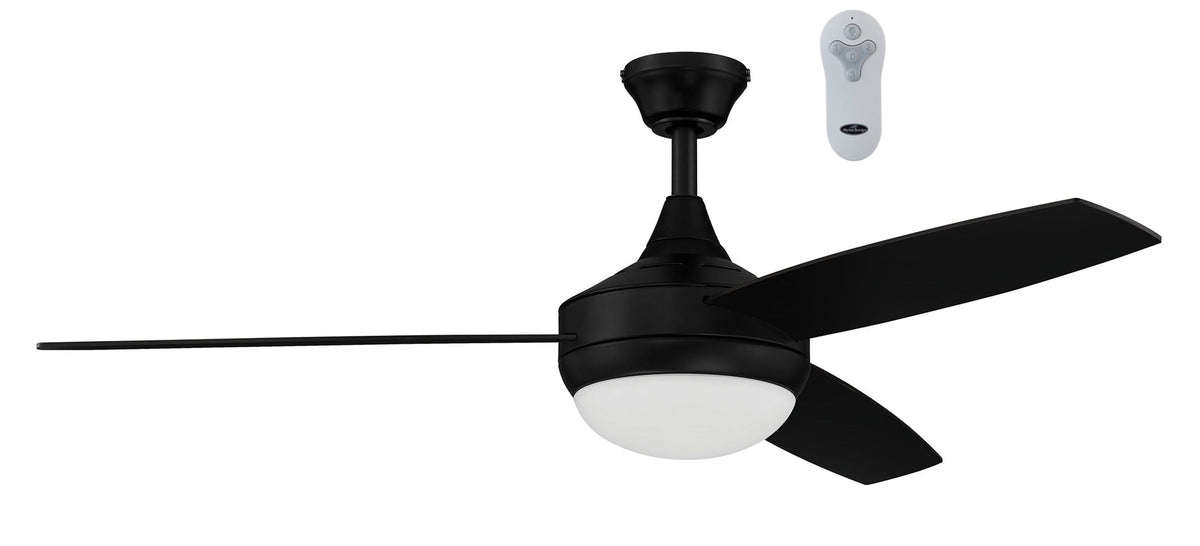 Harbor Breeze Beach Creek 44-in Matte Black LED Indoor Ceiling Fan with Light Kit and Remote (3-Blade)