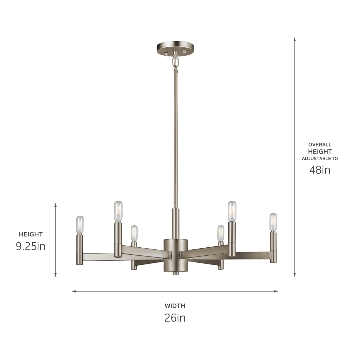 Kichler Erzo 6-Light Satin Nickel Modern/Contemporary Chandelier