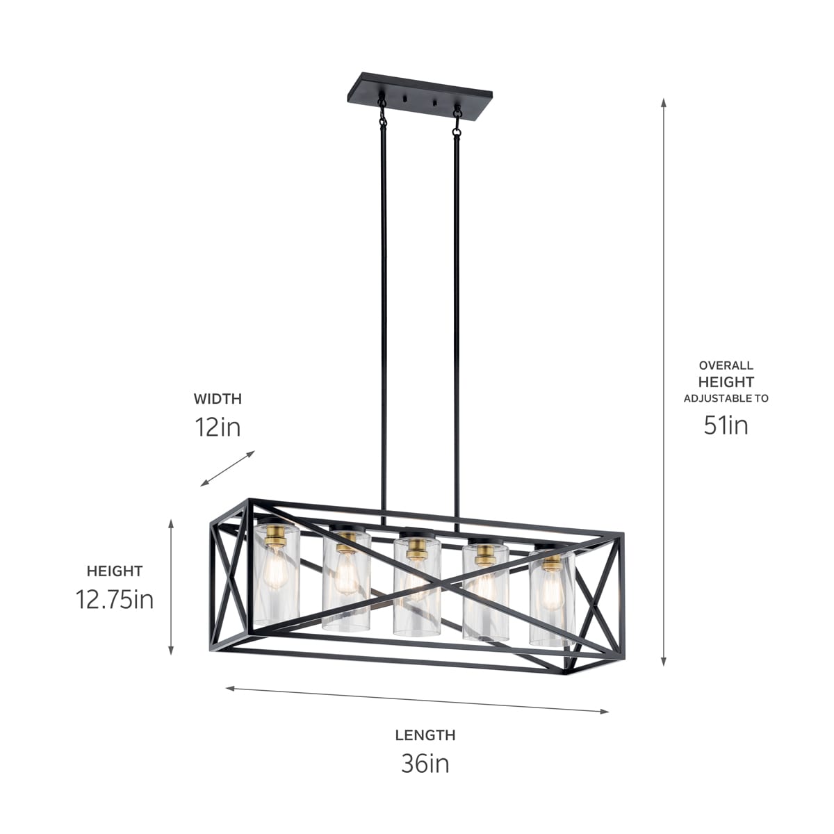 Kichler Moorgate 5-Light Black Farmhouse Cage Chandelier