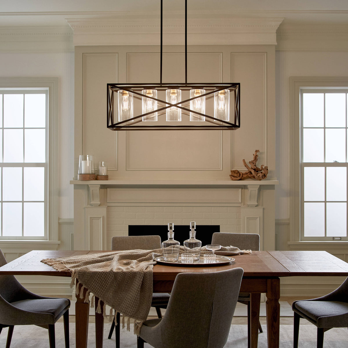 Kichler Moorgate 5-Light Black Farmhouse Cage Chandelier
