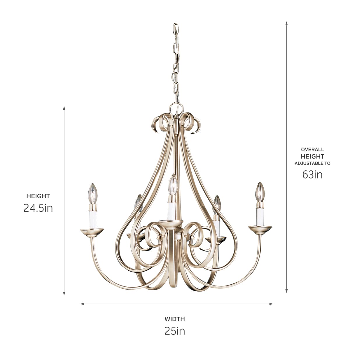Kichler Dover 5-Light Brushed Nickel Traditional Chandelier
