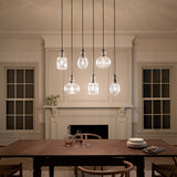 Kichler Riviera 6-Light Olde Bronze Transitional Ribbed Glass Large Hanging Multi-light