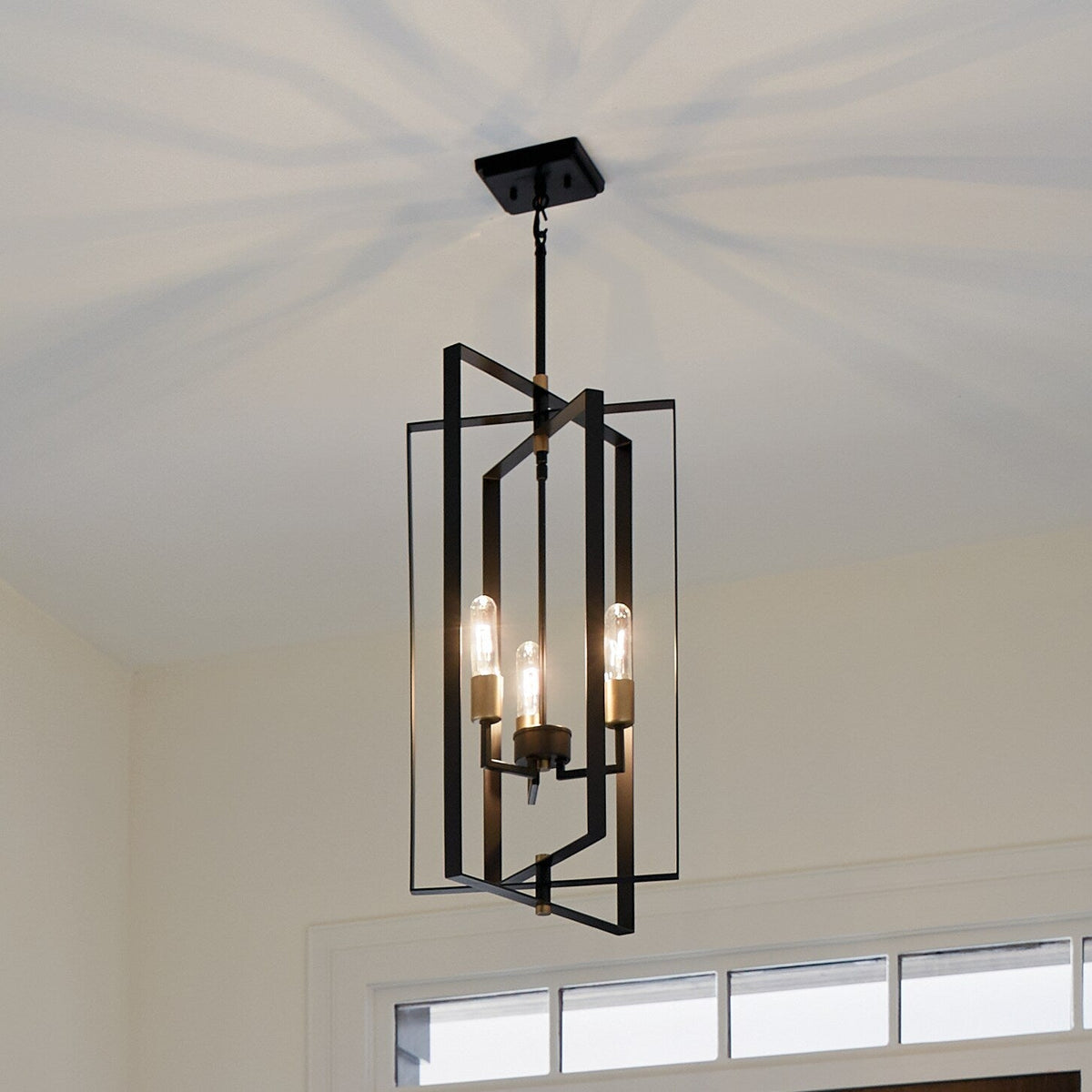Kichler Taubert 3-Light Black Mid-century Geometric Large Hanging Pendant Light