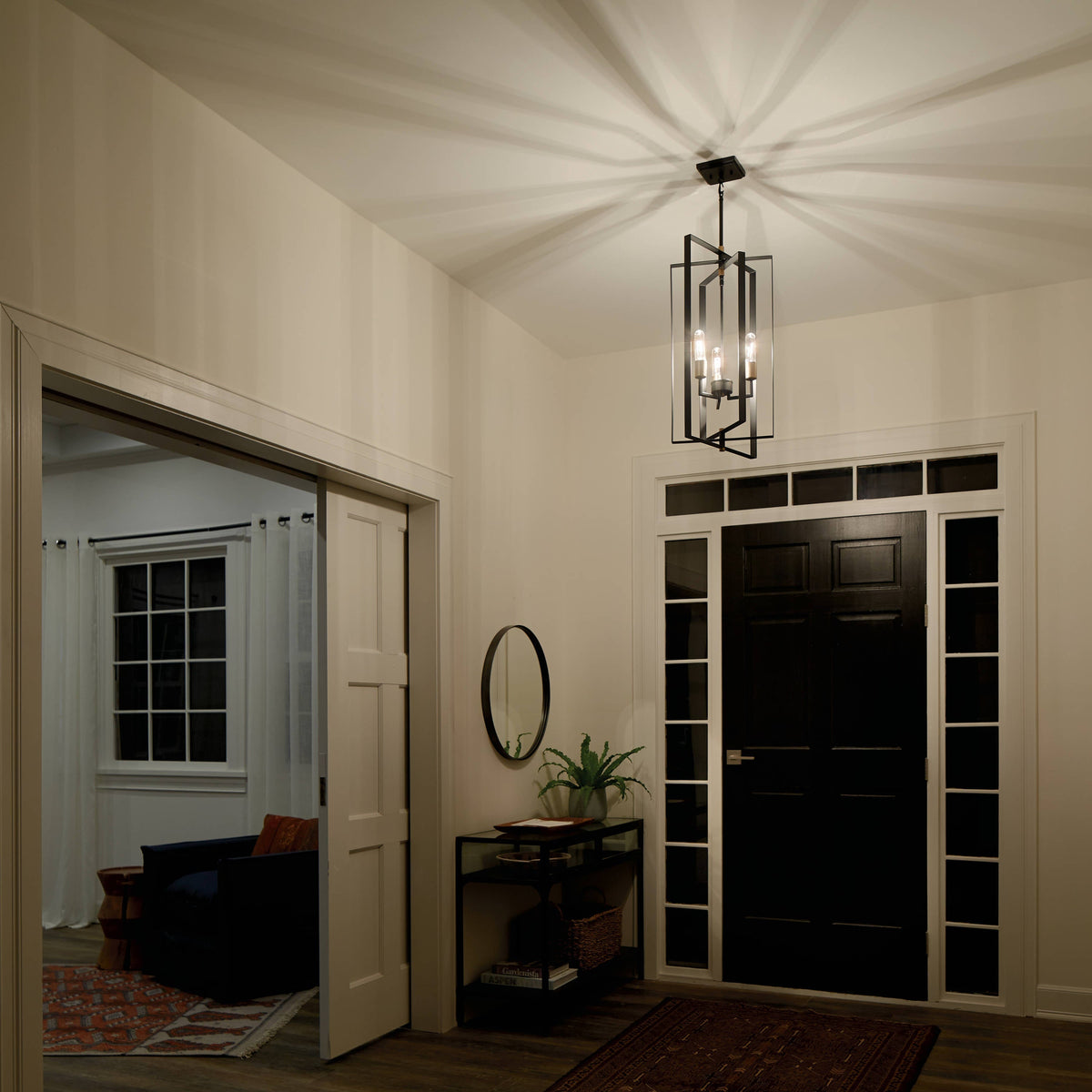 Kichler Taubert 3-Light Black Mid-century Geometric Large Hanging Pendant Light