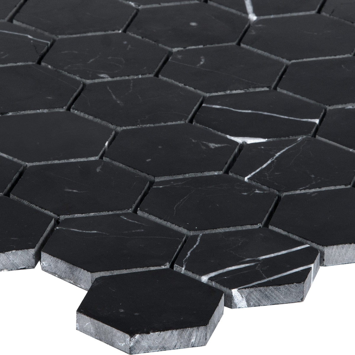 Satori Nero 12-in x 12-in Polished Natural Stone Marble Look Hexagon Mosaic Wall Tile (0.96-sq. ft/ Piece)