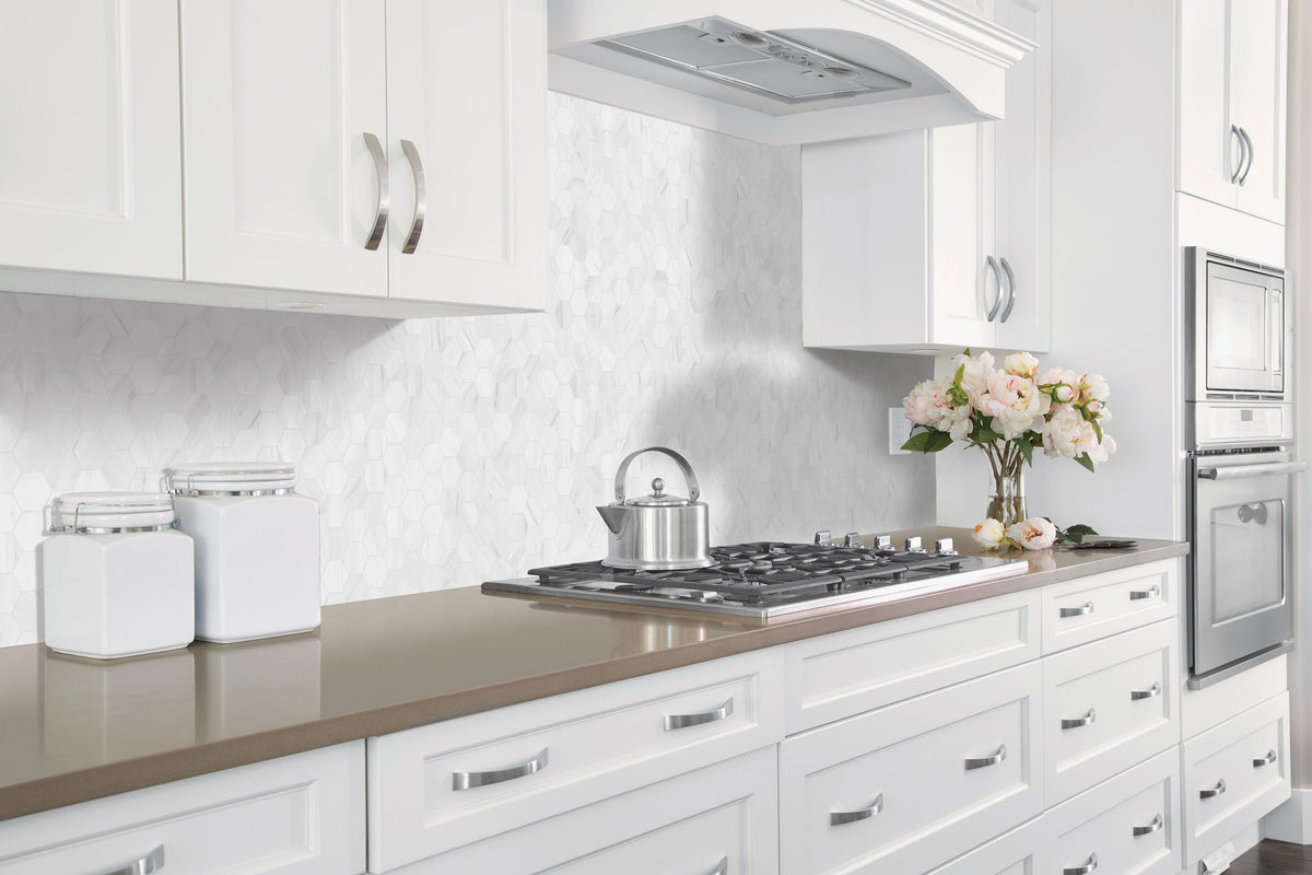 Satori Bianco Dolomite 12-in x 12-in Polished Natural Stone Marble Look Hexagon Mosaic Wall Tile (0.96-sq. ft/ Piece)