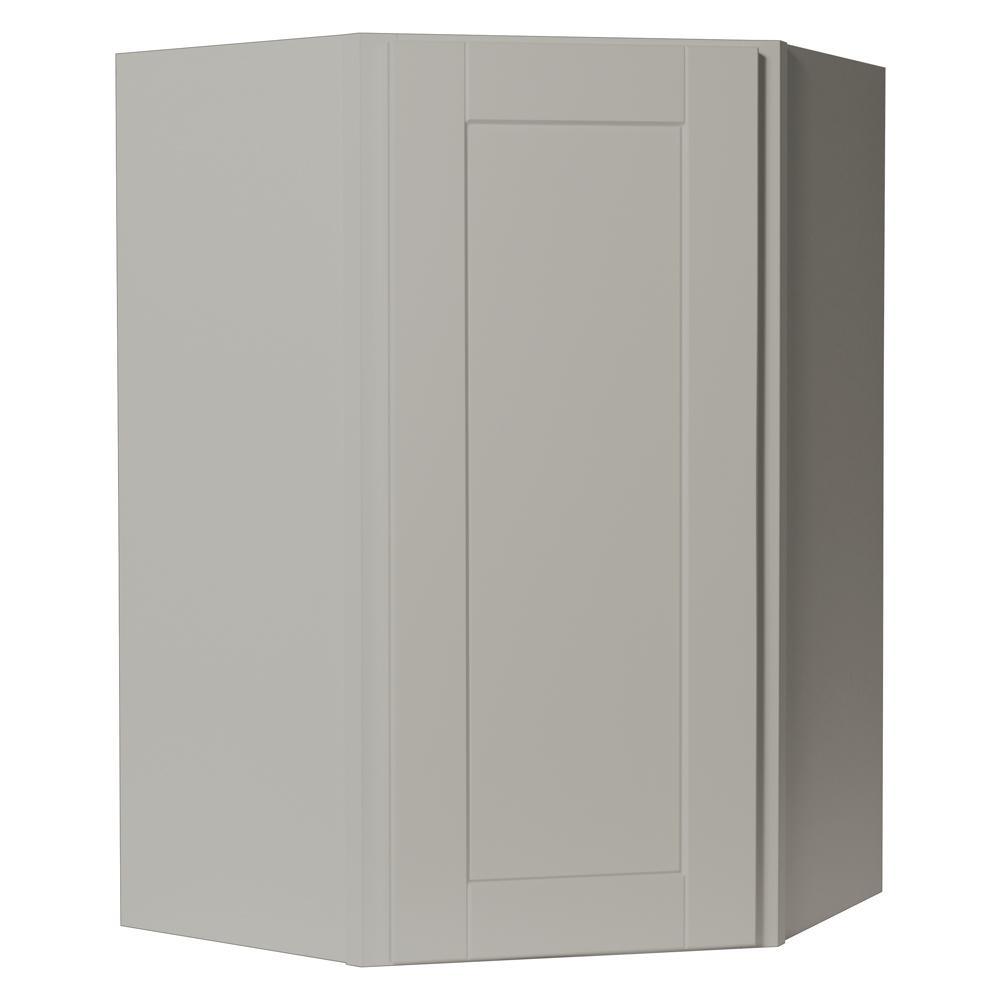 Shaker Assembled 24x30x12 in. Diagonal Corner Wall Kitchen Cabinet in Satin White