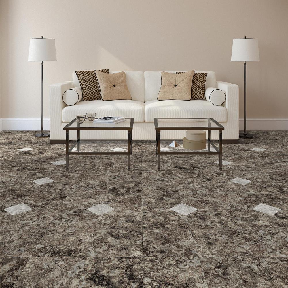 Perfection Floor Tile Breccia Collection Breccia Machiato/Satin 20-in x 20-in Water-Resistant Interlocking Luxury Flooring, 16.7-sq ft Carton