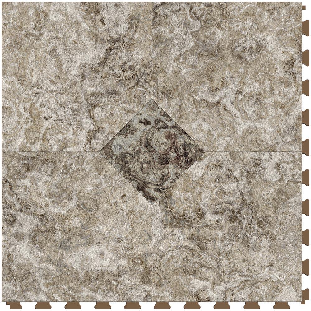Perfection Floor Tile Breccia Collection Breccia Crema Primo/Satin 20-in x 20-in Water Resistant Interlocking Luxury Flooring, 16.7-sq ft Carton