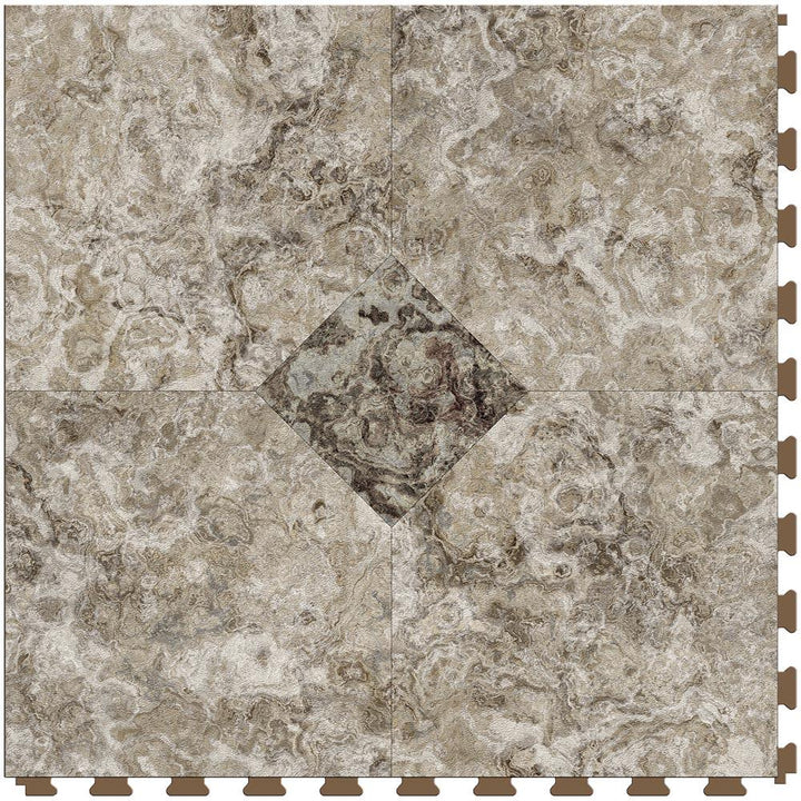 Perfection Floor Tile Breccia Collection Breccia Crema Primo/Satin 20-in x 20-in Water Resistant Interlocking Luxury Flooring, 16.7-sq ft Carton