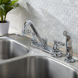 Project Source Brice Chrome 2-Handle Deck-Mount Low-Arc Kitchen Faucet with Side Sprayer and Deck Plate