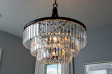Progress Lighting Glimmer 6-Light Antique Bronze Transitional Tinted Glass Tiered Large Hanging Pendant Light