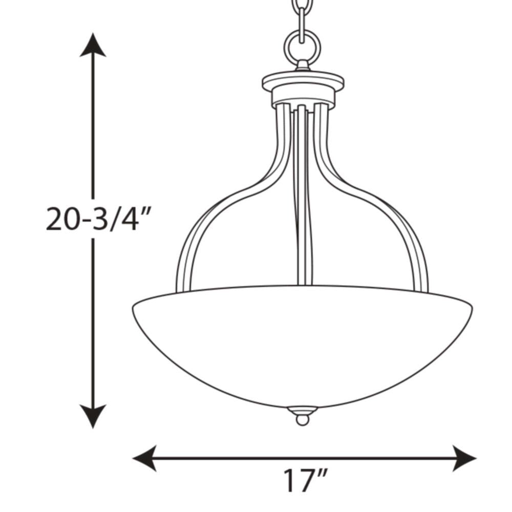 Progress Lighting Laird 3-Light Brushed Nickel Transitional Etched Glass Bowl Medium Hanging Pendant Light