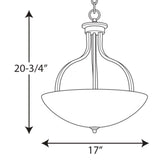 Progress Lighting Laird 3-Light Brushed Nickel Transitional Etched Glass Bowl Medium Hanging Pendant Light