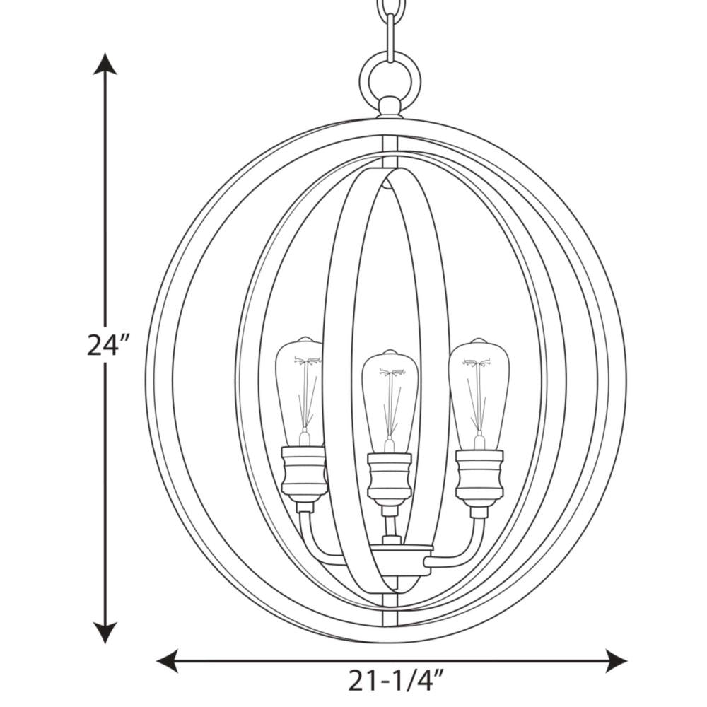 Progress Lighting Conestee 3-Light Graphite Coastal Globe Medium Hanging Pendant Light