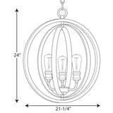Progress Lighting Conestee 3-Light Graphite Coastal Globe Medium Hanging Pendant Light