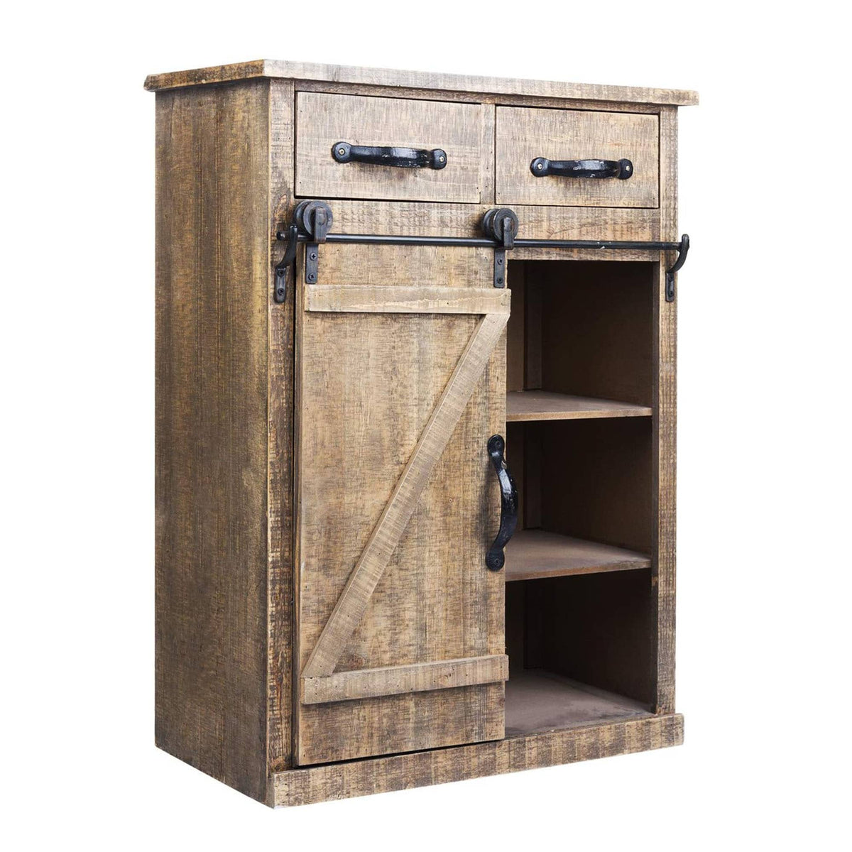 Parisloft Rustic Brown Country Wood Media Cabinet