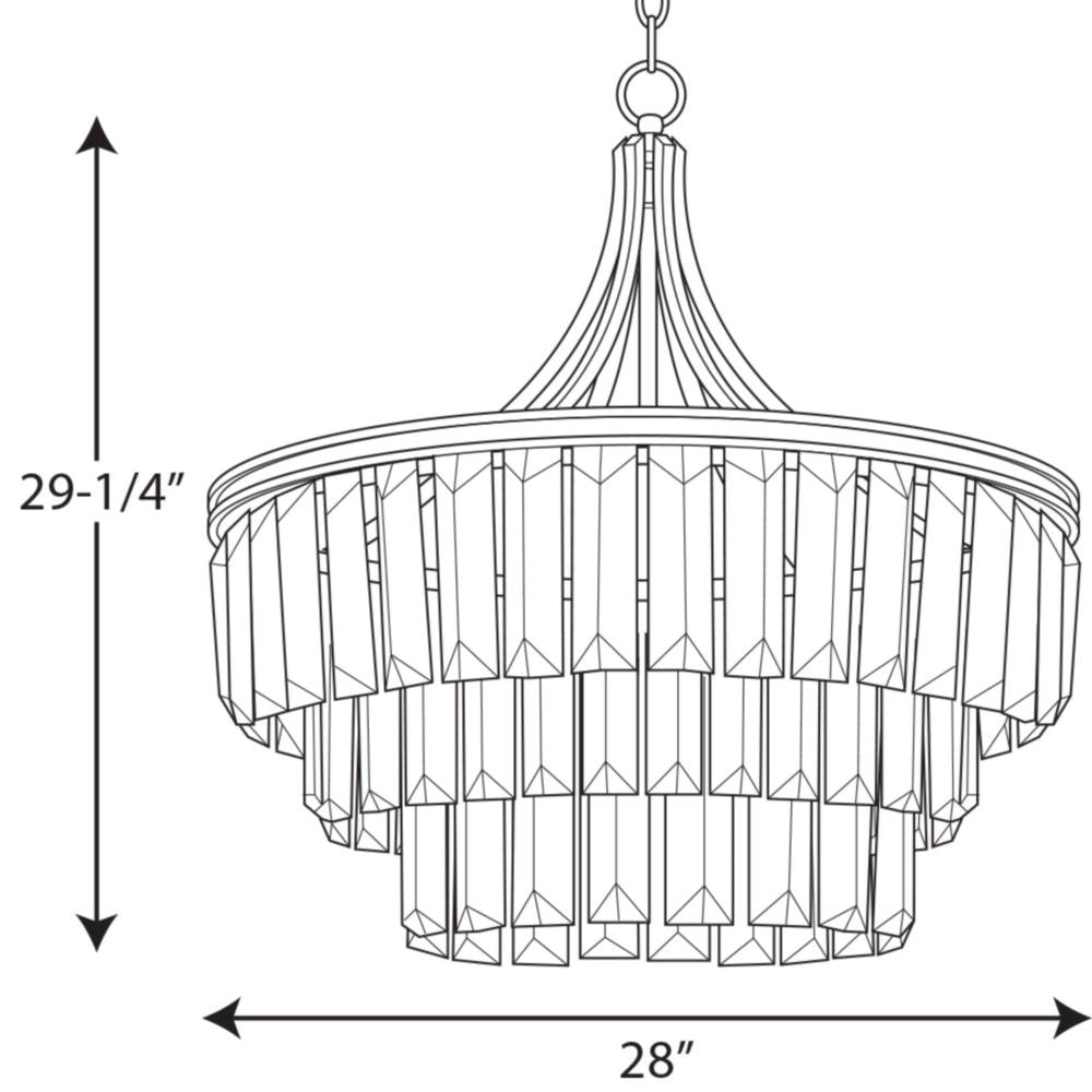 Progress Lighting Glimmer 6-Light Antique Bronze Transitional Tinted Glass Tiered Large Hanging Pendant Light