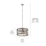 Kichler Stetton 3-Light Anvil Iron Farmhouse Drum Medium Hanging Pendant Light