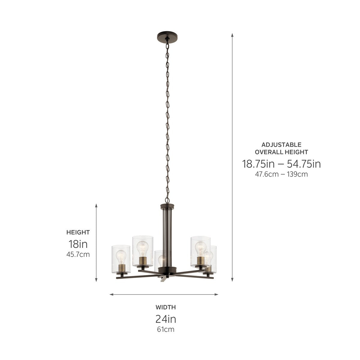 Kichler Fontella 5-Light Olde Bronze Transitional Chandelier, 24-in W x 18-in H