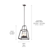 Kichler Ellamae 4-Light Weathered Zinc Industrial Square Medium Hanging Pendant Light