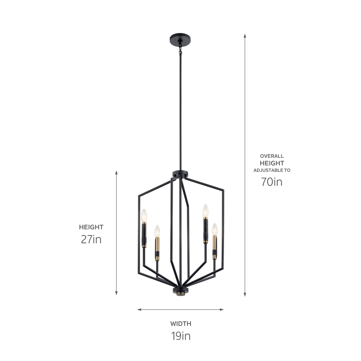 Kichler Armand 4-Light Black Modern/Contemporary Geometric Large Hanging Pendant Light