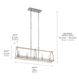 Kichler Gartin 5-Light Galvanized Steel Industrial Linear Large Hanging Kitchen Island Light