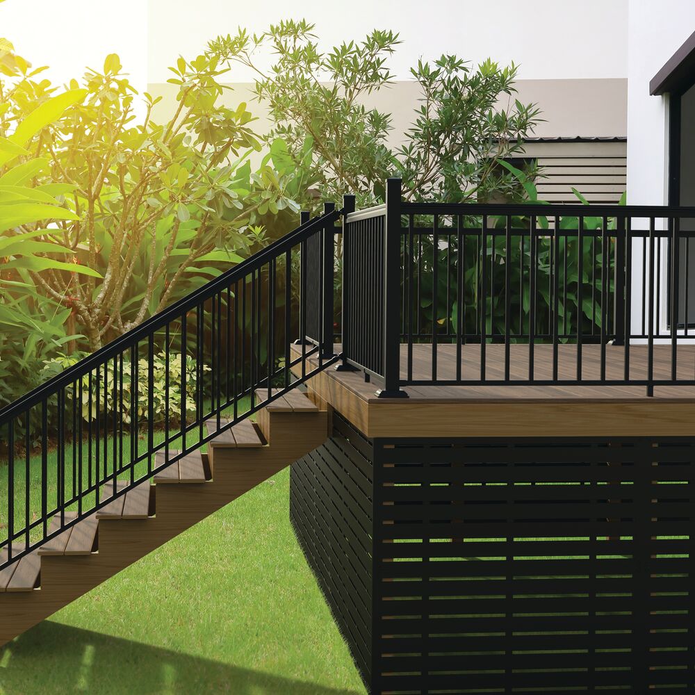 Freedom VersaRail Classic 8-ft x 36-in Matte Black Aluminum Deck Stair Rail Kit