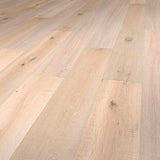 Flooors by LTL Oak Oak rustic, brushed, hand scraped, white oiled hardwood flooring — carton and plank detail