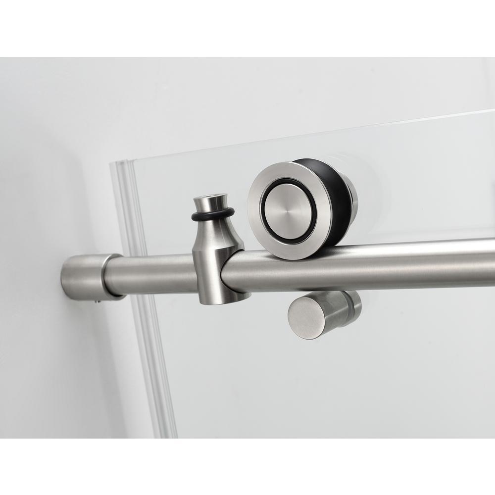 Coraline XL 56 - 60 in. x 80 in. Frameless Sliding Shower Door with StarCast Clear Glass in Stainless Steel Right Hand - Super Arbor