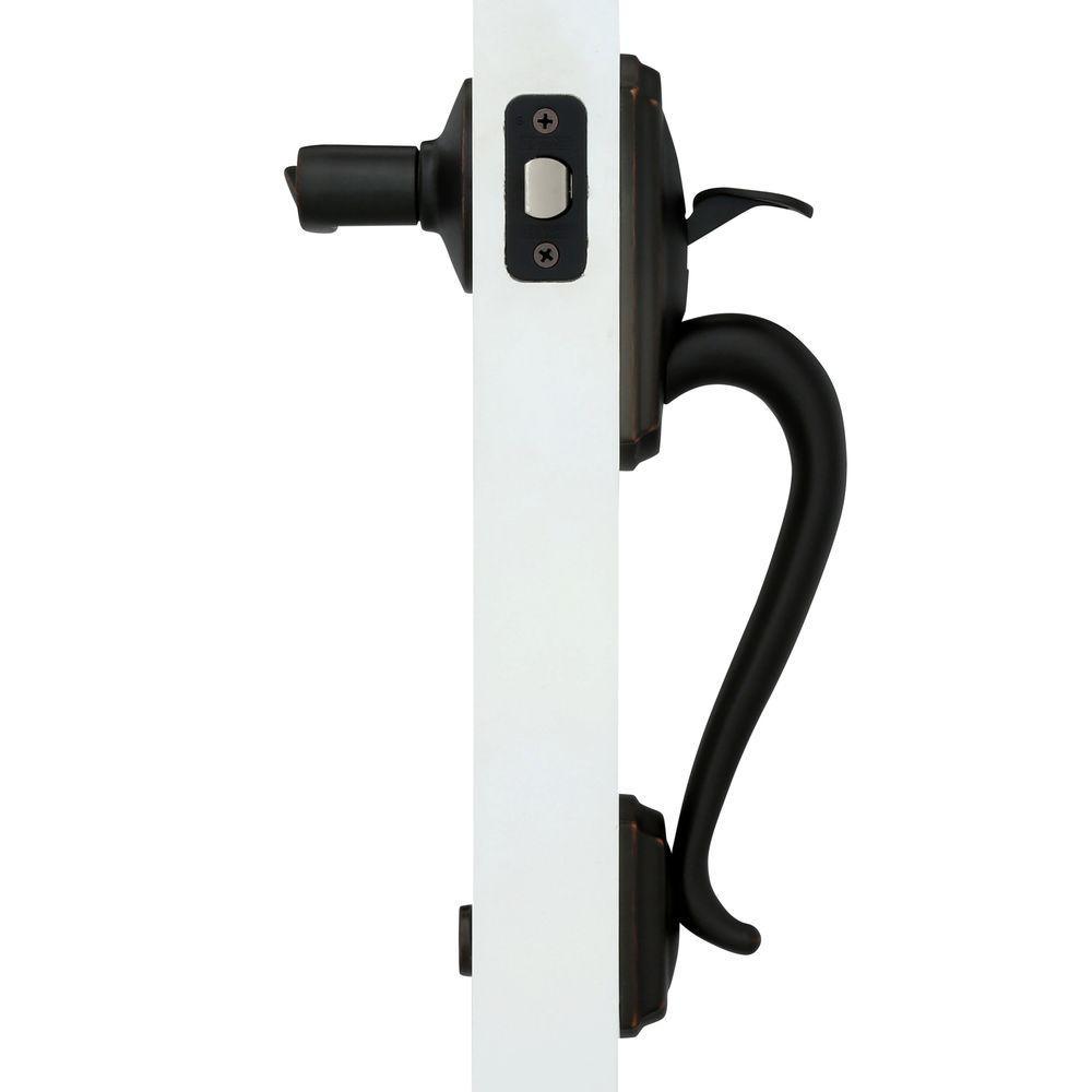 Camelot Aged Bronze Entry Door Handle with Right Handed Accent Door Lever - Super Arbor