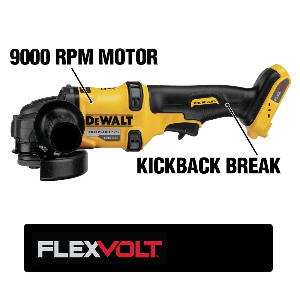 FLEXVOLT 60-Volt MAX Lithium-Ion Cordless Brushless 4-1/2 in. Angle Grinder with Batteries and Bonus Reciprocating Saw