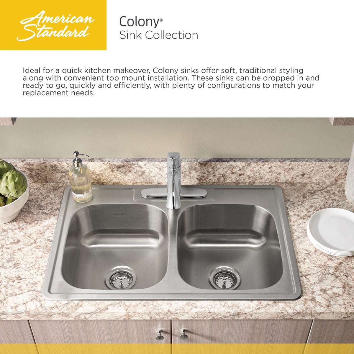 KRAUS Drop-In Stainless Steel 33 in. 4-Hole Double Bowl Kitchen Sink Kit